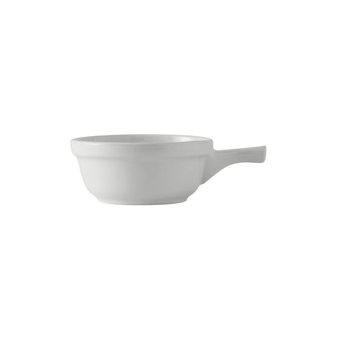 Tuxton China BWS-1402 White French Casserole Dish with Handle