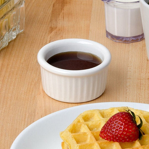 Tuxton China BWX-0352 3.5 oz. White Fluted China Ramekin