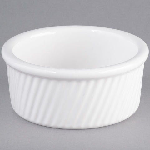 Tuxton China BWX-1604 13.5 oz. White China Souffle Ramekin with Swirl Sides