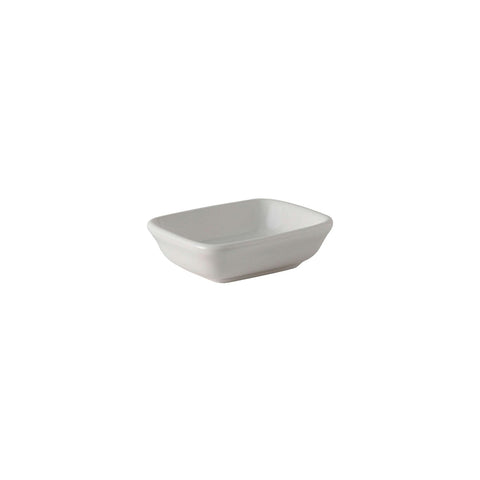 Tuxton China BWZ-040B 4 oz. Bright White Rectangular China Sauce Dish