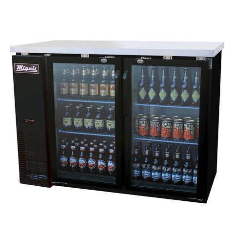 Migali C-BB48G-HC 48" Glass Door Back Bar Refrigerator, 2-Section, 11.8 Cu. Ft.