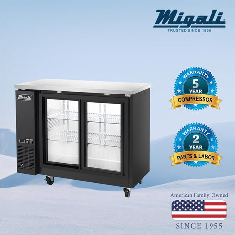 Migali C-BB60SG-HC 60" 2-Door Sliding Glass Back Bar Refrigerator