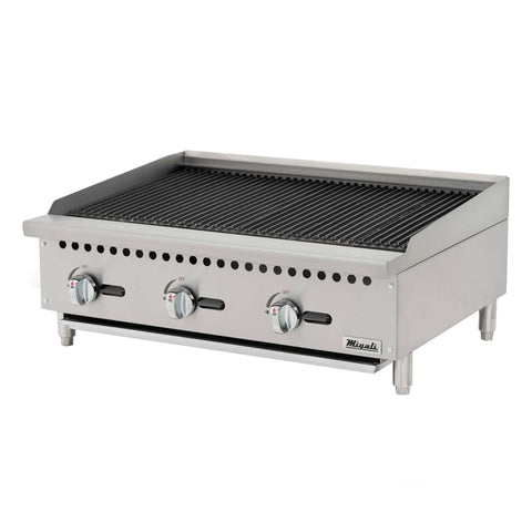 Migali Industries C-CR36 36 in Countertop Char Rock Gas Charbroiler, 105,000 BTU