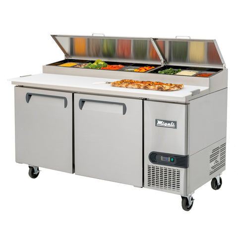 Migali C-PP67-HC 67-in. Two-Door Competitor Series Pizza Prep Table, 20 cu. ft., 115V