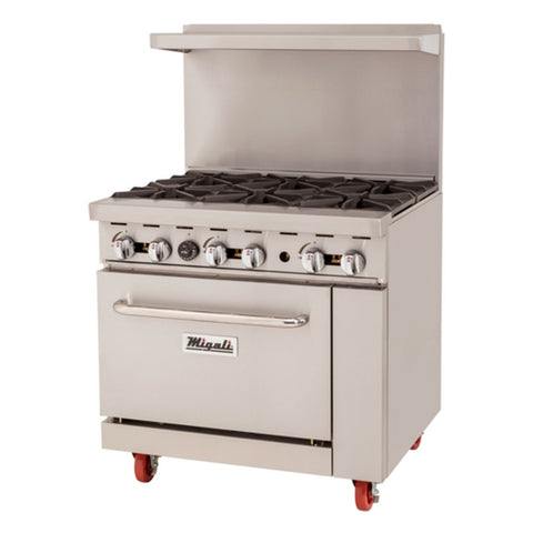 Migali Industries C-RO6-NG 36" 6-Burner Natural Gas Range with Standard Oven