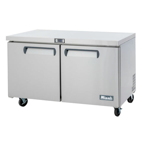 Migali C-U60F-HC 60" 2-Door Undercounter Worktop Freezer, 18.2 Cu. Ft.