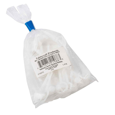 Tablecraft C100TC Sani-Cap Tethered Cap for Squeeze Bottles, Pack of 12