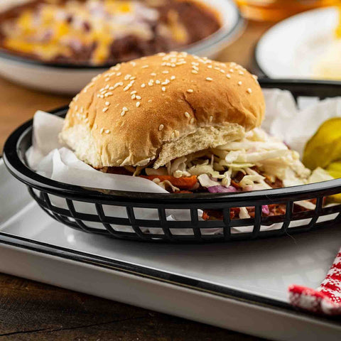 TableCraft C1074BK Black Classic Oval Plastic Serving Basket