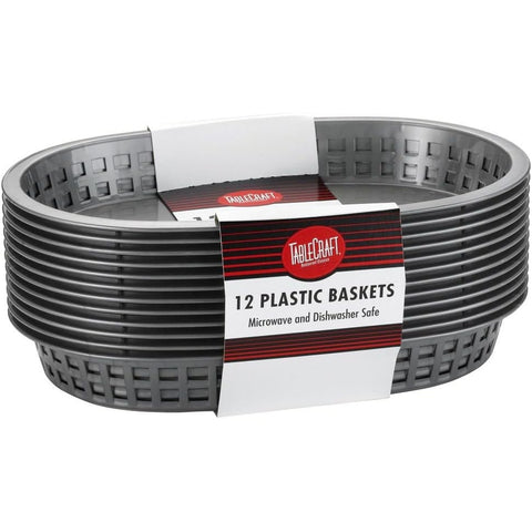 TableCraft Products C1076BK Black Oval Chicago Cash & Carry Plastic Basket