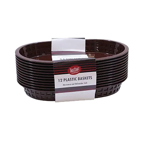 Tablecraft Products C1076BR Cash & Carry Chicago Basket, Oval Plastic, Brown