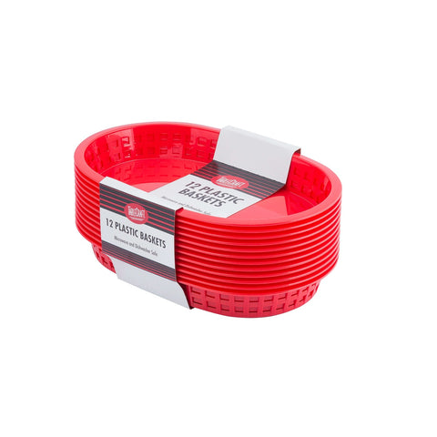 Tablecraft Products C1076R Chicago Red Oval Plastic Fast Food Basket