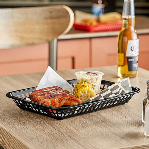 TableCraft C1079BK Mas Grande Black Rectangular Polypropylene Fast Food Basket