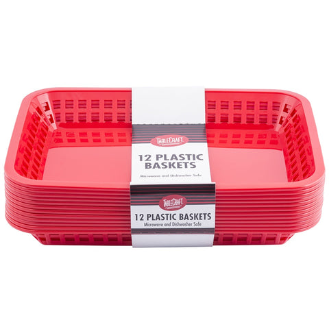 Tablecraft Products C1079R Cash and Carry Más Grande Rectangular Polypropylene Fast Food Basket, Red