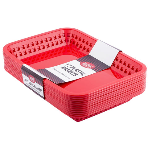Tablecraft Products C1079R Cash and Carry Más Grande Rectangular Polypropylene Fast Food Basket, Red