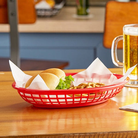 TableCraft C1084R Red Jumbo Oval Polypropylene Fast Food Basket