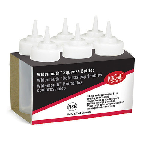 Tablecraft C10853C WideMouth Squeeze Bottle, Clear, 8 oz. - Pack of 6