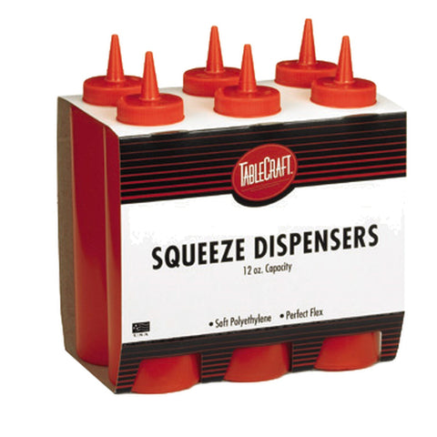 Tablecraft Products C108K Red 8 oz. Ketchup Squeeze Bottle - 6 Pack