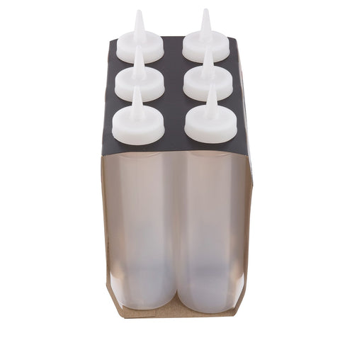 Tablecraft C112C 12 oz. Clear Wide Mouth Squeeze Bottles, Pack of 6