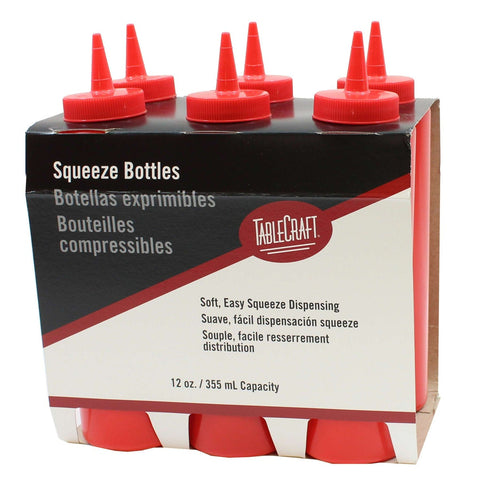Tablecraft Products C112K 12 oz Red Polyethylene Squeeze Bottle