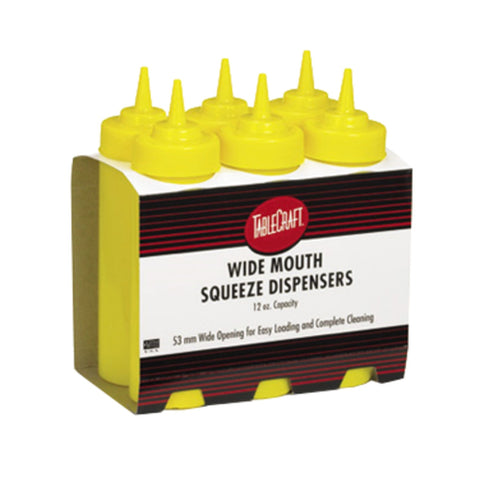 TableCraft Products C12463M 24 oz. Yellow Wide Mouth Squeeze Bottle
