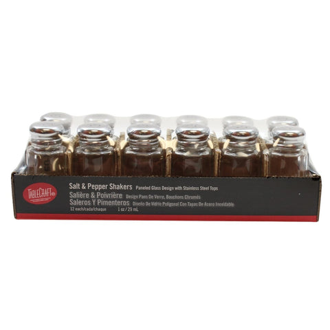 Tablecraft Products C150-12 Paneled Glass 1 oz Salt and Pepper Shakers, 12-Pack