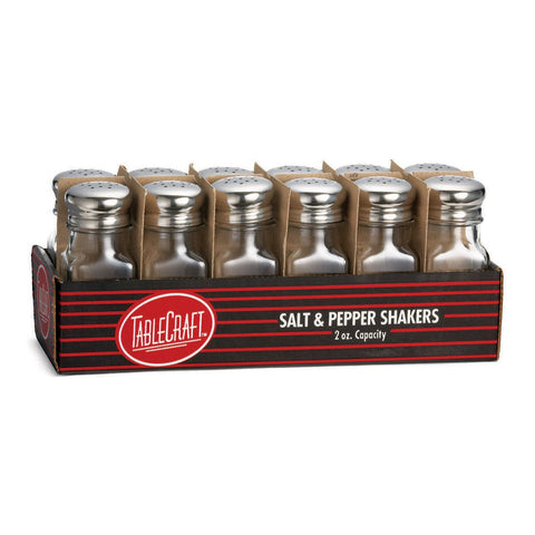 TableCraft C154-12 2 oz Square Glass Salt & Pepper Shakers with Mushroom Top, Pack of 12