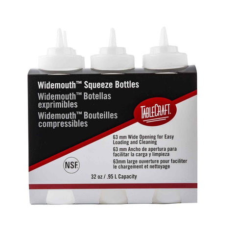 Tablecraft Products C3263C 32 oz Widemouth Clear Squeeze Bottle with Standard TipTop