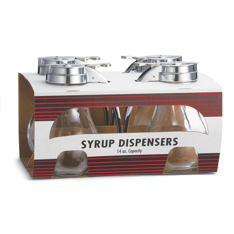 Tablecraft C414-4 Teardrop 14 oz. Glass Syrup Dispenser, Pack of 4