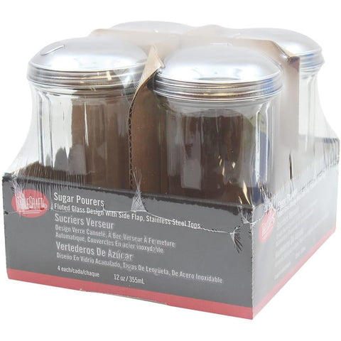 Tablecraft C57S-4 Fluted Glass 12 oz. Sugar Pourer, Pack of 4