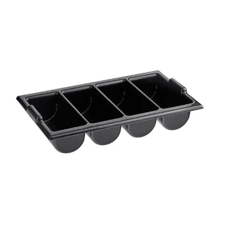 Cresco Resco CB4BK 4-Compartment Black Plastic Cutlery Bin
