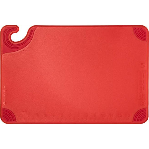 San Jamar CBG121812RD Saf-T-Grip 12" x 18" x 1/2" Red Cutting Board