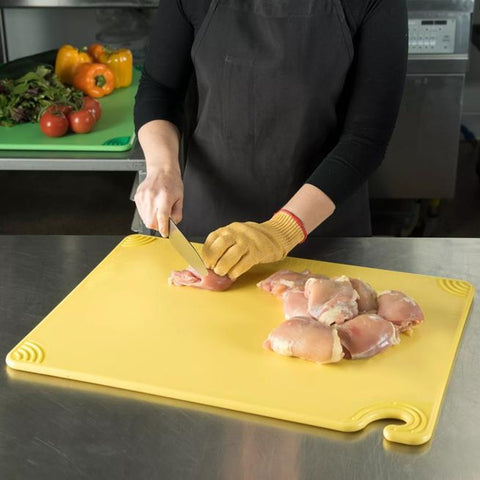 San Jamar CBG182412YL Saf-T-Grip Yellow Cutting Board, 18" x 24" x 1/2"