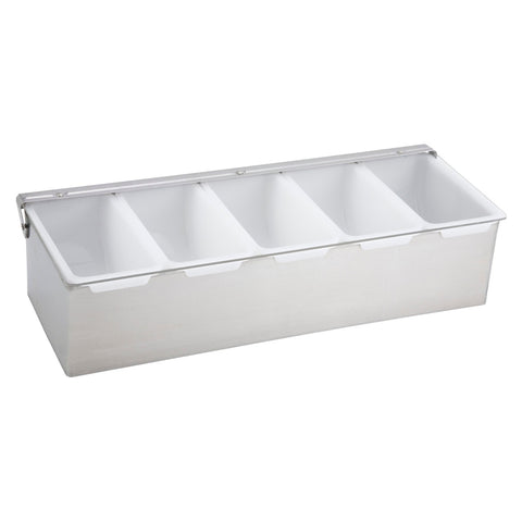 Winco CDP-5 5-Compartment Stainless Steel Condiment Holder and Garnish Station