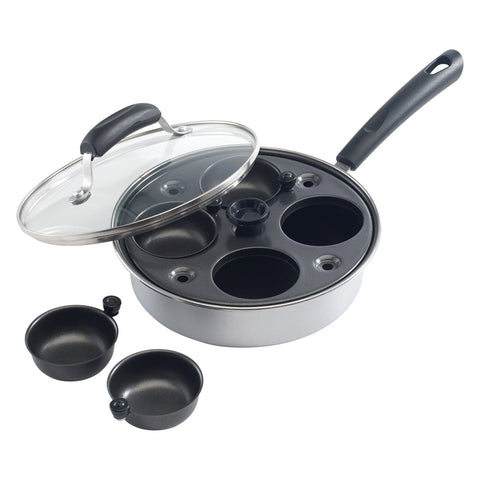 Winco CEP-4 4-Cup Stainless Steel Egg Poacher Set with Non-Stick Cups
