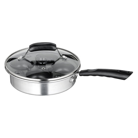 Winco CEP-4 4-Cup Stainless Steel Egg Poacher Set with Non-Stick Cups