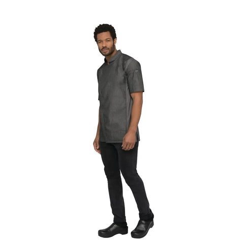 Chef Works CEZ01-BLK-M Delancey Short Sleeve Chef's Coat - Black, Medium
