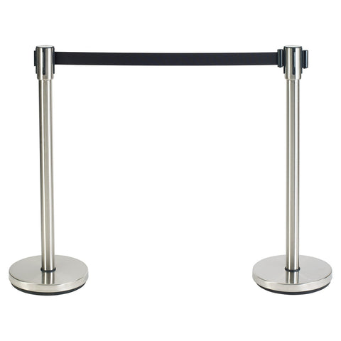 Winco CGS-38S Stainless Steel Stanchion Post with 6-1/2 ft Retractable Belt