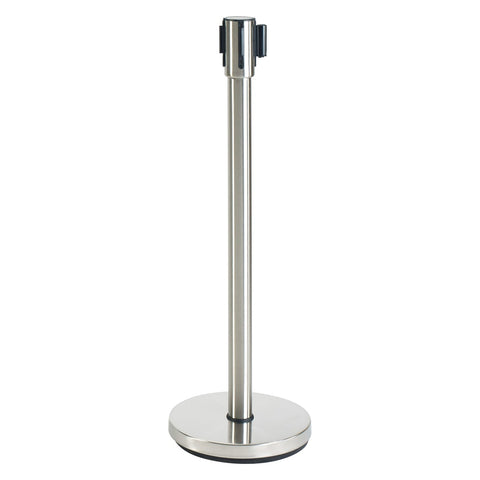 Winco CGS-38S Stainless Steel Stanchion Post with 6-1/2 ft Retractable Belt