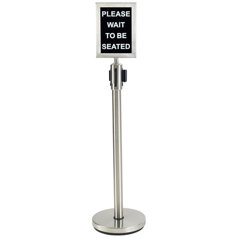 Winco CGS-38S Stainless Steel Stanchion Post with 6-1/2 ft Retractable Belt