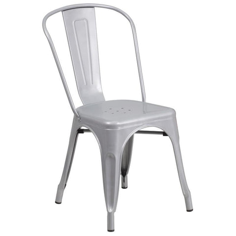 Flash Furniture CH-31230-SIL-GG Perry Commercial Grade Silver Metal Indoor-Outdoor Stackable Chair
