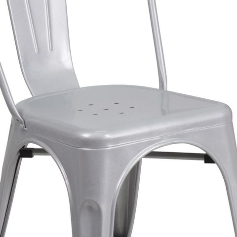 Flash Furniture CH-31230-SIL-GG Perry Commercial Grade Silver Metal Indoor-Outdoor Stackable Chair