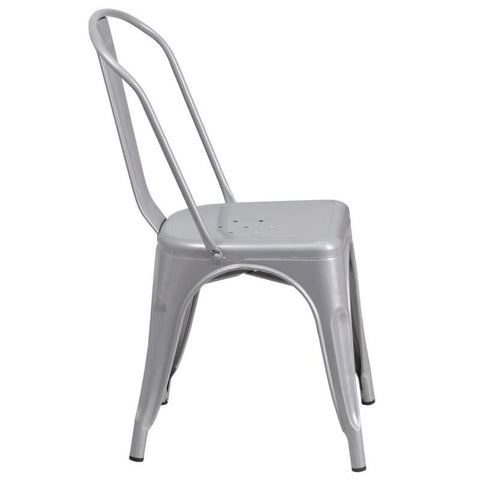 Flash Furniture CH-31230-SIL-GG Perry Commercial Grade Silver Metal Indoor-Outdoor Stackable Chair