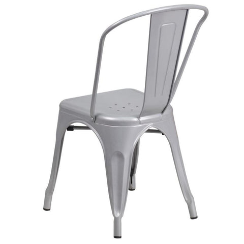Flash Furniture CH-31230-SIL-GG Perry Commercial Grade Silver Metal Indoor-Outdoor Stackable Chair