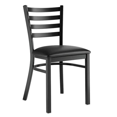 Enhanced Furniture CH701 Dining Chair - Slotted Metal Back, Black Finish, Black Vinyl Seat