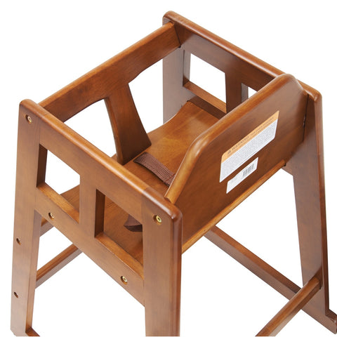 Winco CHH-104A Stackable Rubberwood High Chair, Walnut Finish, Assembled