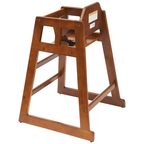 Winco CHH-104A Stackable Rubberwood High Chair, Walnut Finish, Assembled