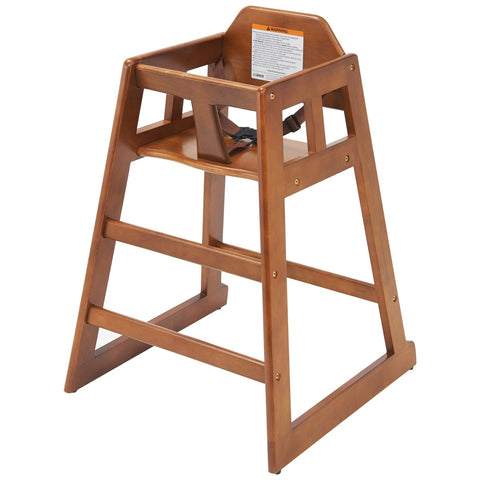 Winco CHH-104A Stackable Rubberwood High Chair, Walnut Finish, Assembled