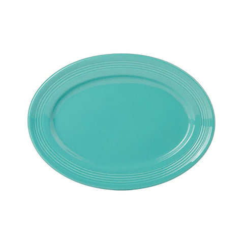 Tuxton China CIH-116 Concentrix Island Blue 11.5 x 8.375 In. Oval Platter
