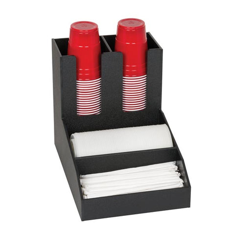 Dispense-Rite CLCO-2BT 4-Compartment Countertop Cup, Lid, Straw and Condiment Organizer