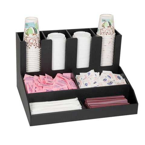 Dispense-Rite CLCO-4BT Countertop Cup, Lid, Condiment and Straw Organizer, 8 Compartments
